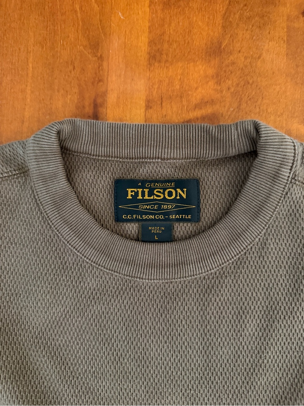 Filson Men's Waffle Crew Sweater in Brown